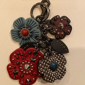 Coach Tea Rose Gunmetal Bag Charm